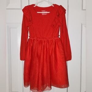 Girls Red Ruffle Dress